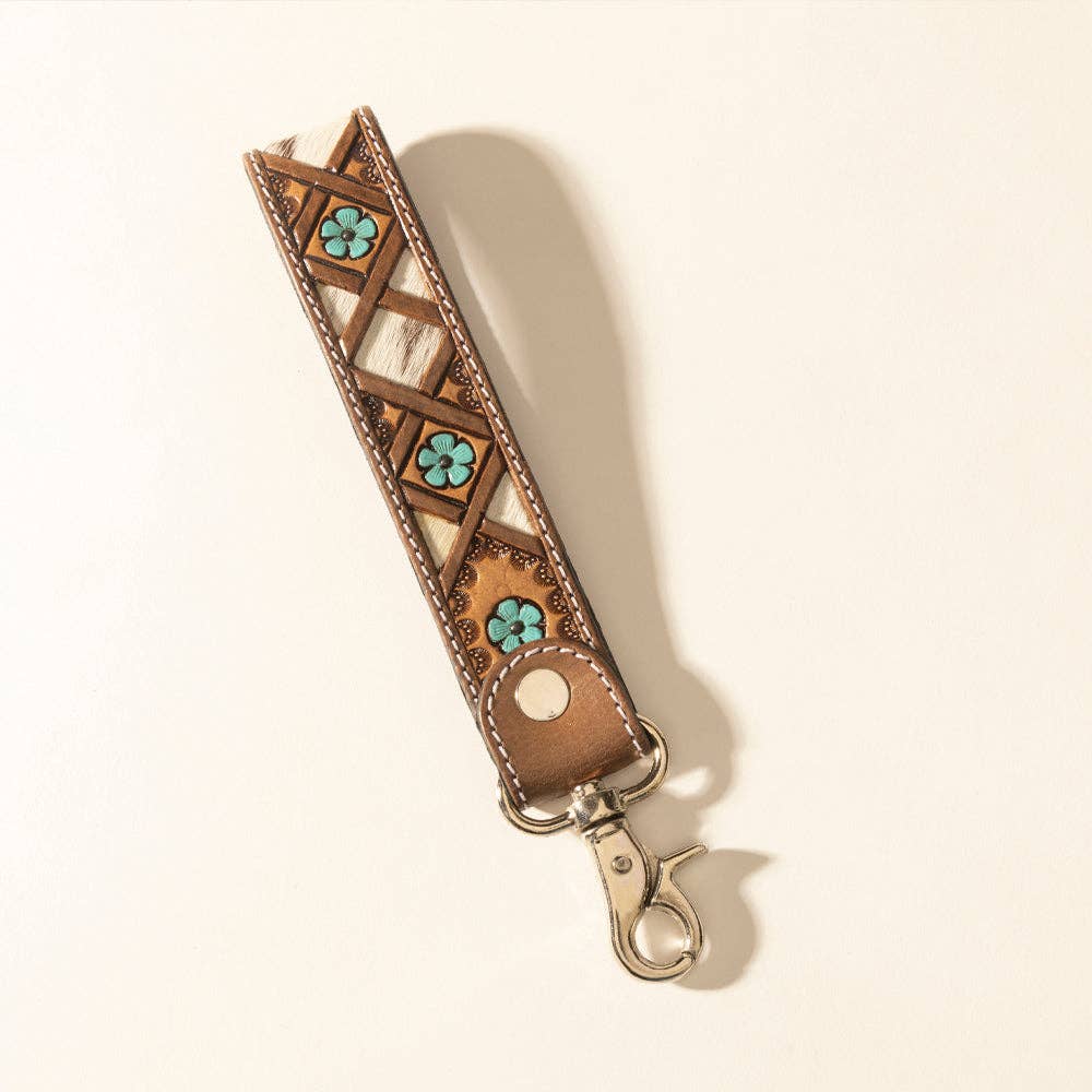 Myra Key Chain Turq. Flower