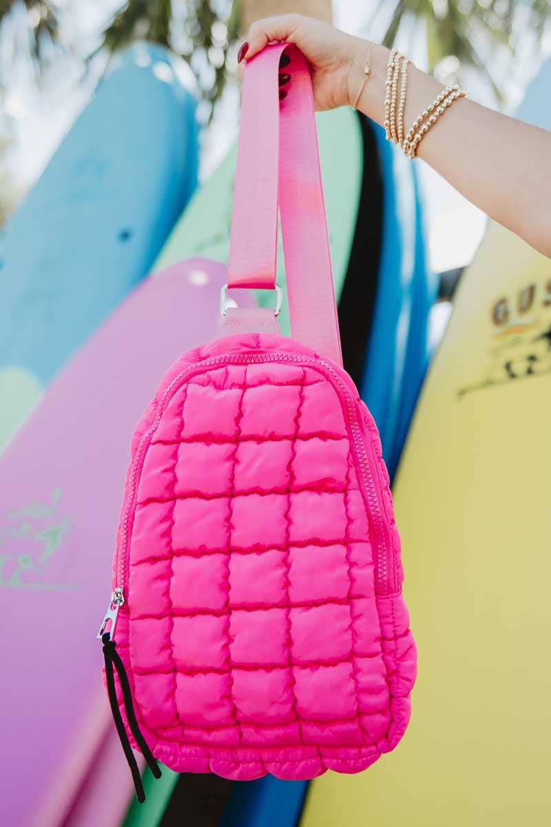Hot Pink Quilted Sling Bag