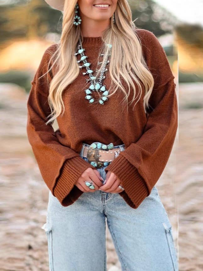 Western Flare Sleeve Knit Sweater