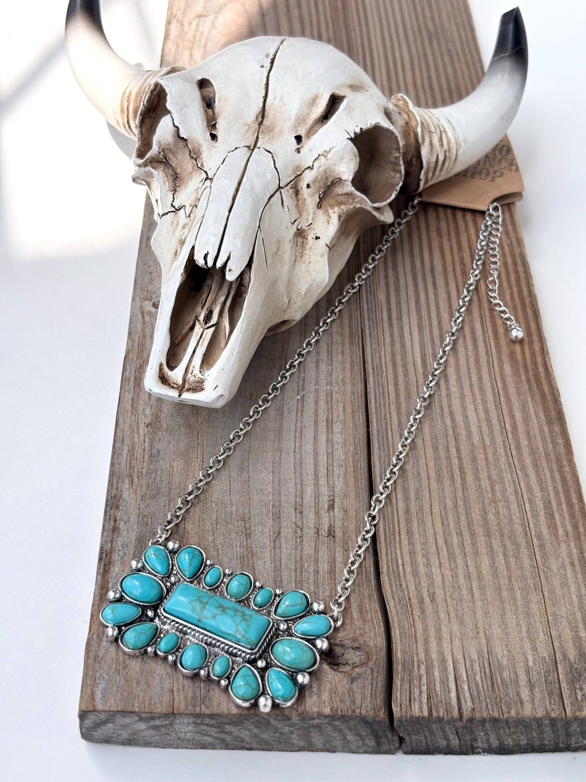 Turquoise Stone Bar Pendant Necklace