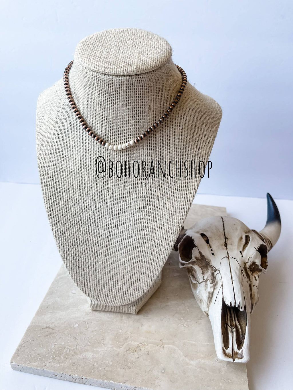 Navajo Bead Choker Necklace Mid Color