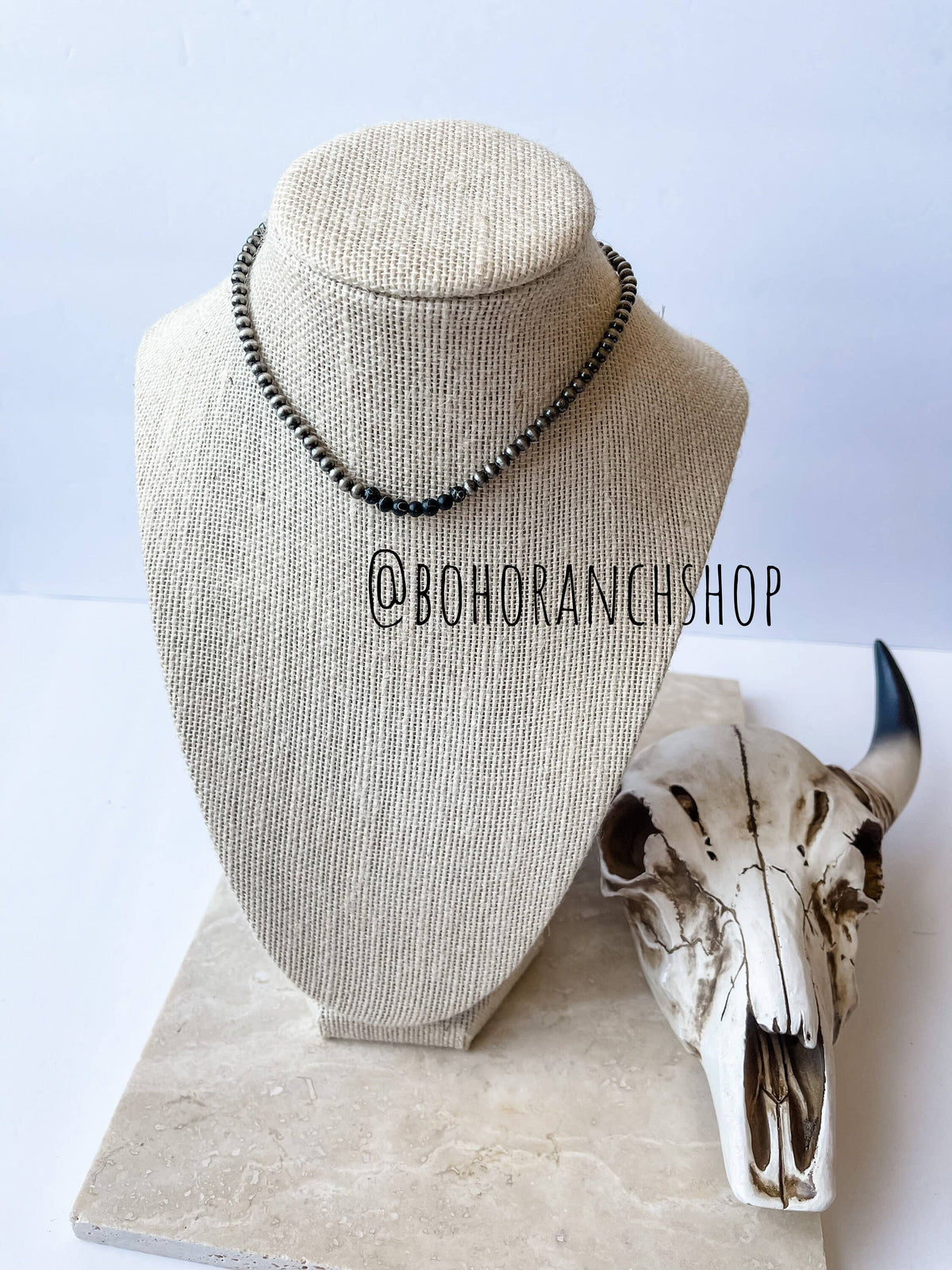 Navajo Bead Choker Necklace Mid Color