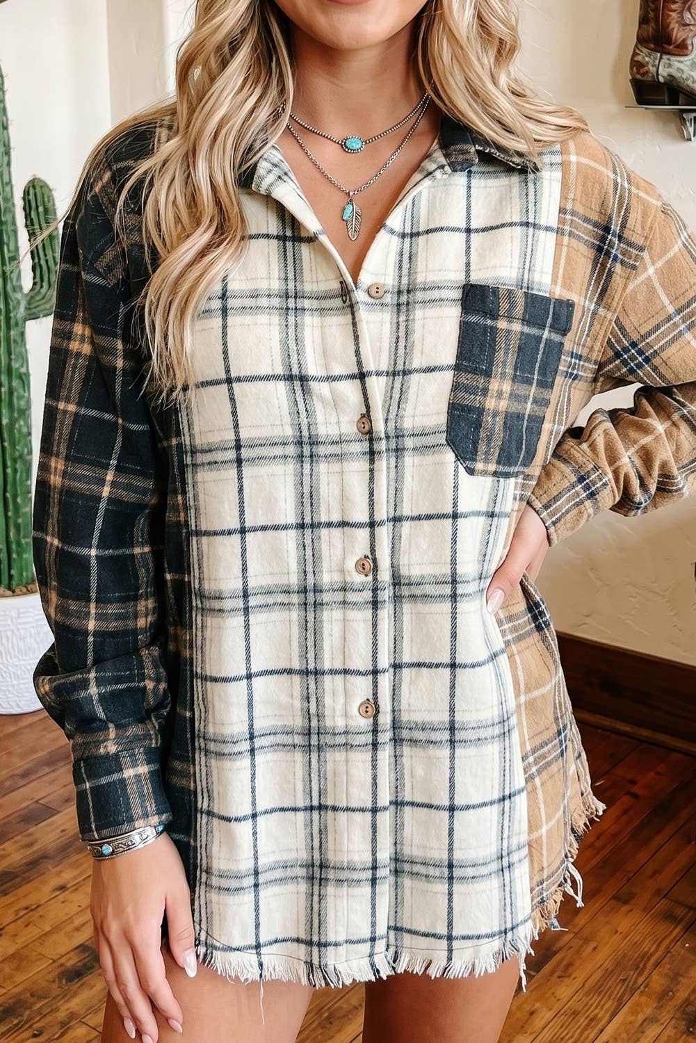 Plaid Button-Up Shacket