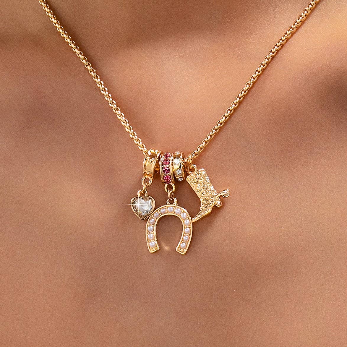 Horseshoe Boot Charm Necklace