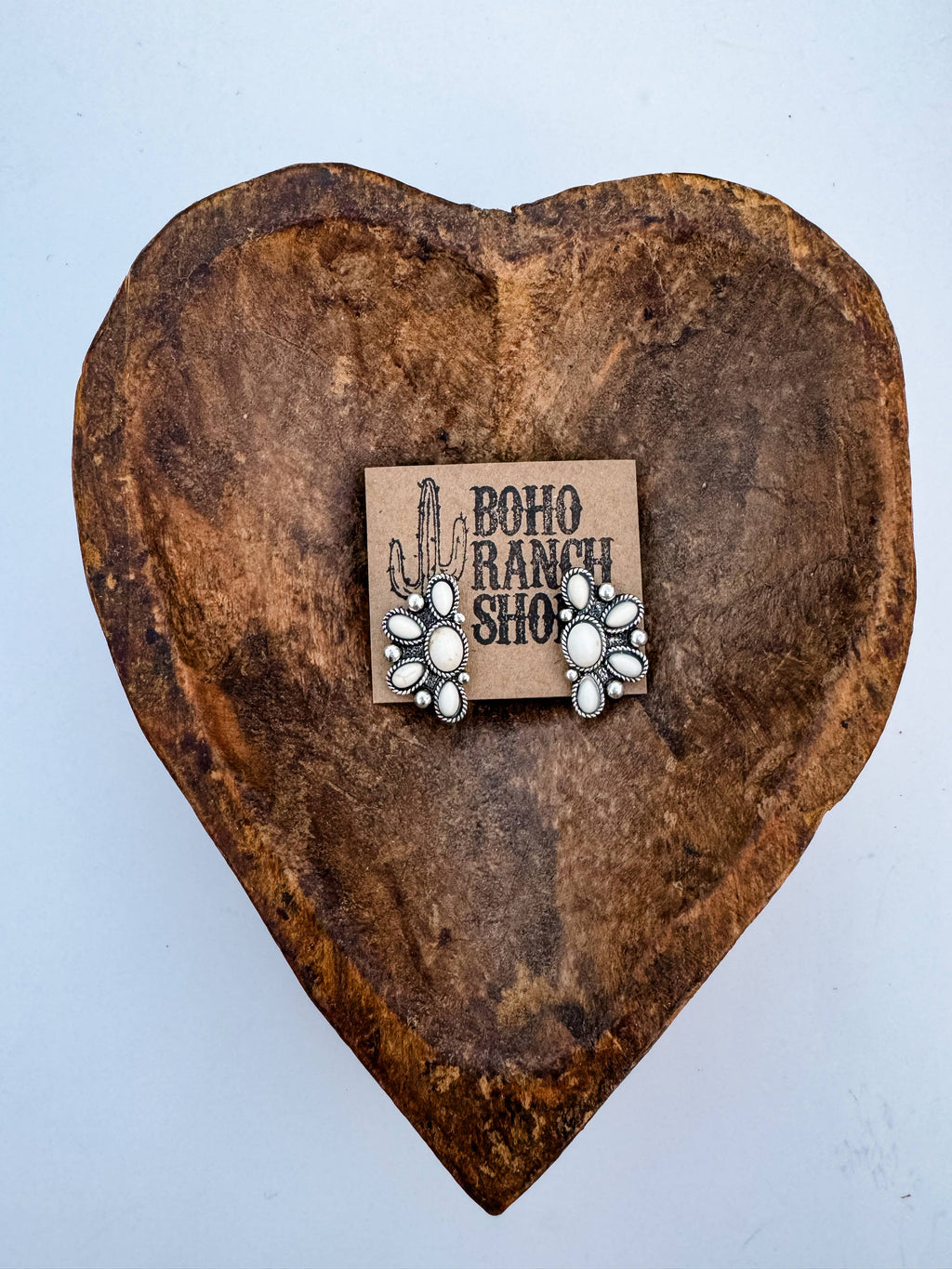 Western Oval Stone Stud Earrings