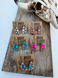 Western Oval Stone Stud Earrings