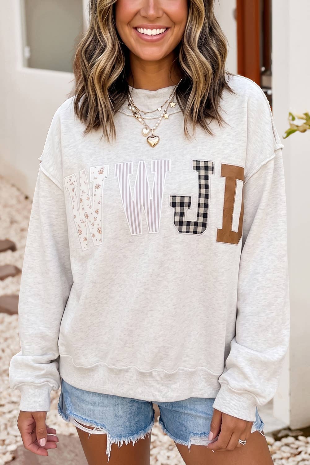 WWJD Embroidered Mock Neck Sweatshirt