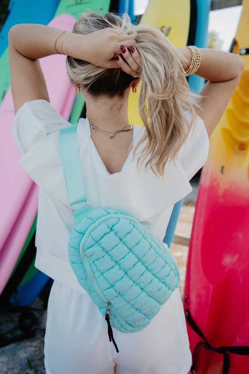 Mint Quilted Sling Crossbody Bag