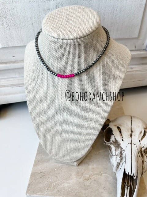 Navajo Bead Choker Necklace Mid Color
