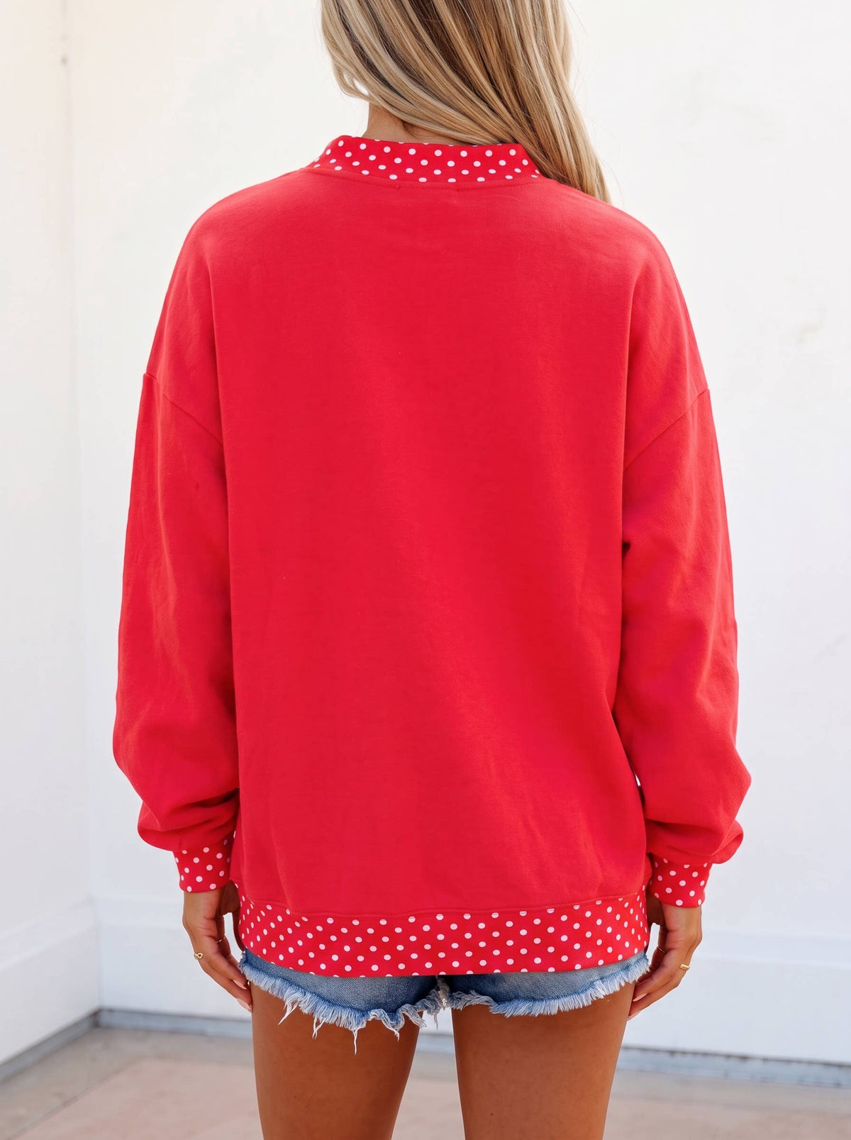 Polka Dot Game Day Mock Neck Sweatshirt