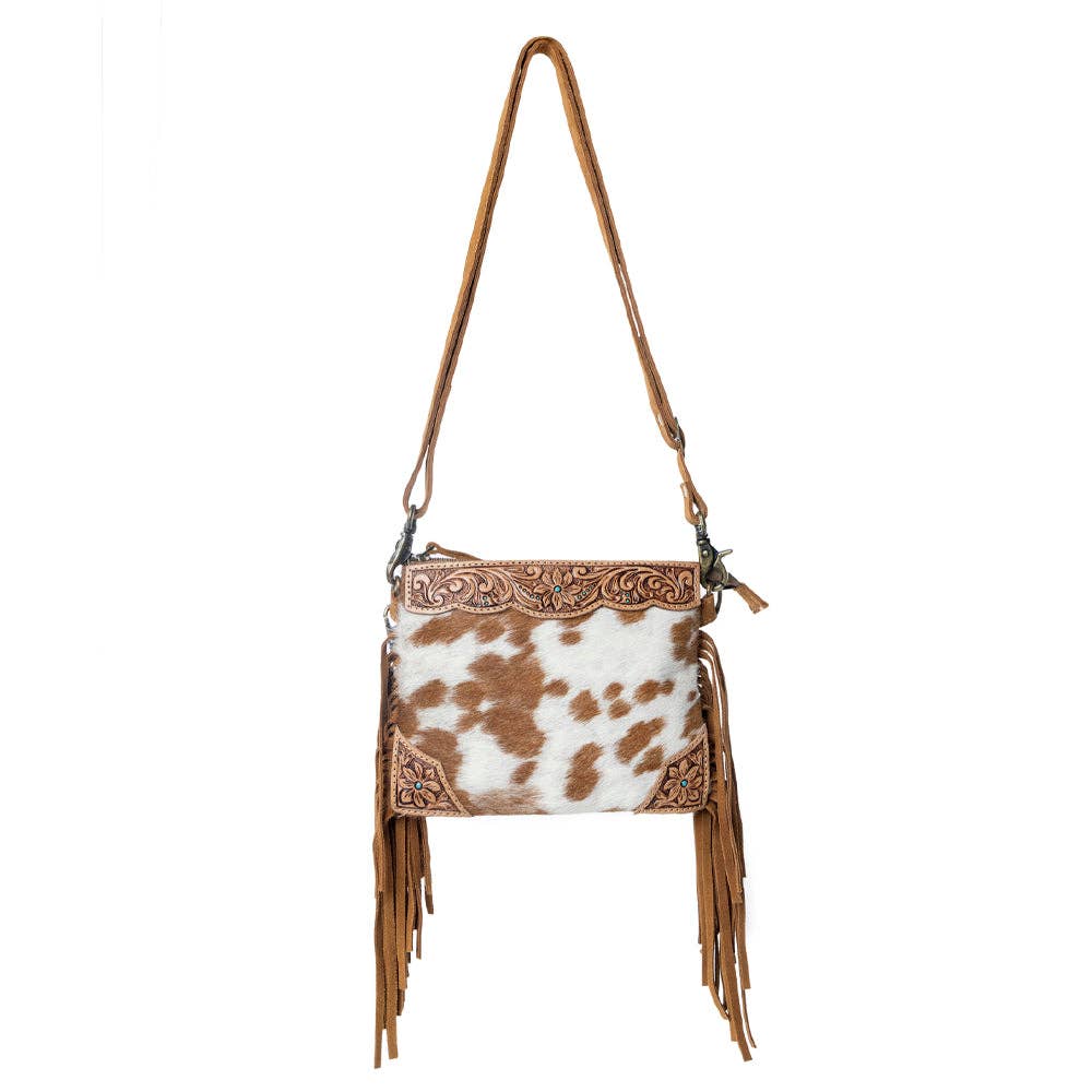 Myra Fringe Hand Tool Bag Tan&Whi