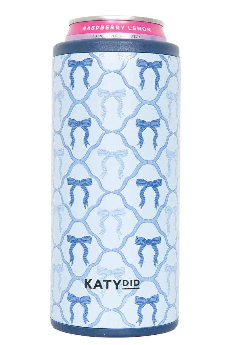 Blue Bows Slim Can Koozie
