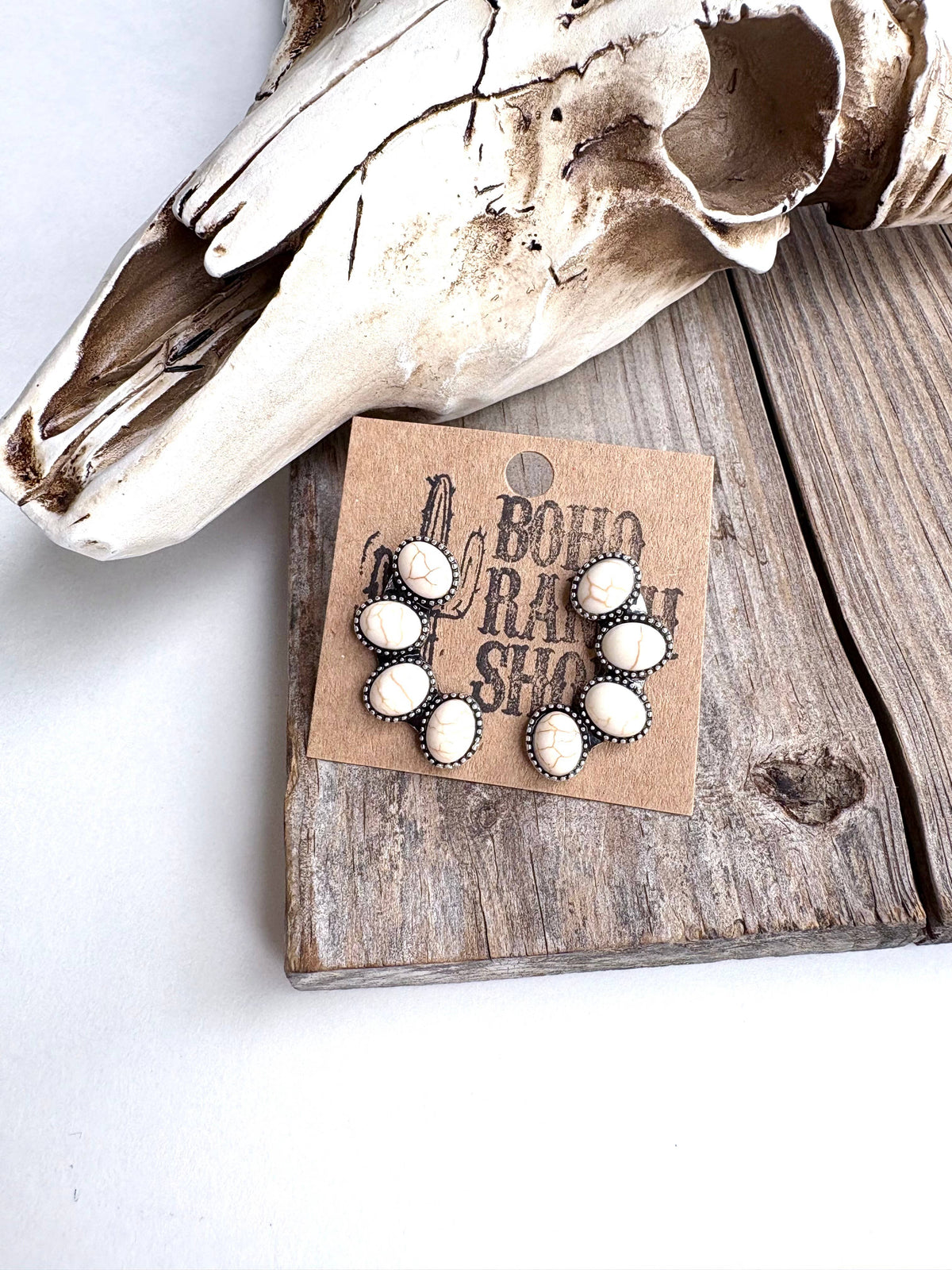 Cluster Squash Blossom Stone Stud Earrings