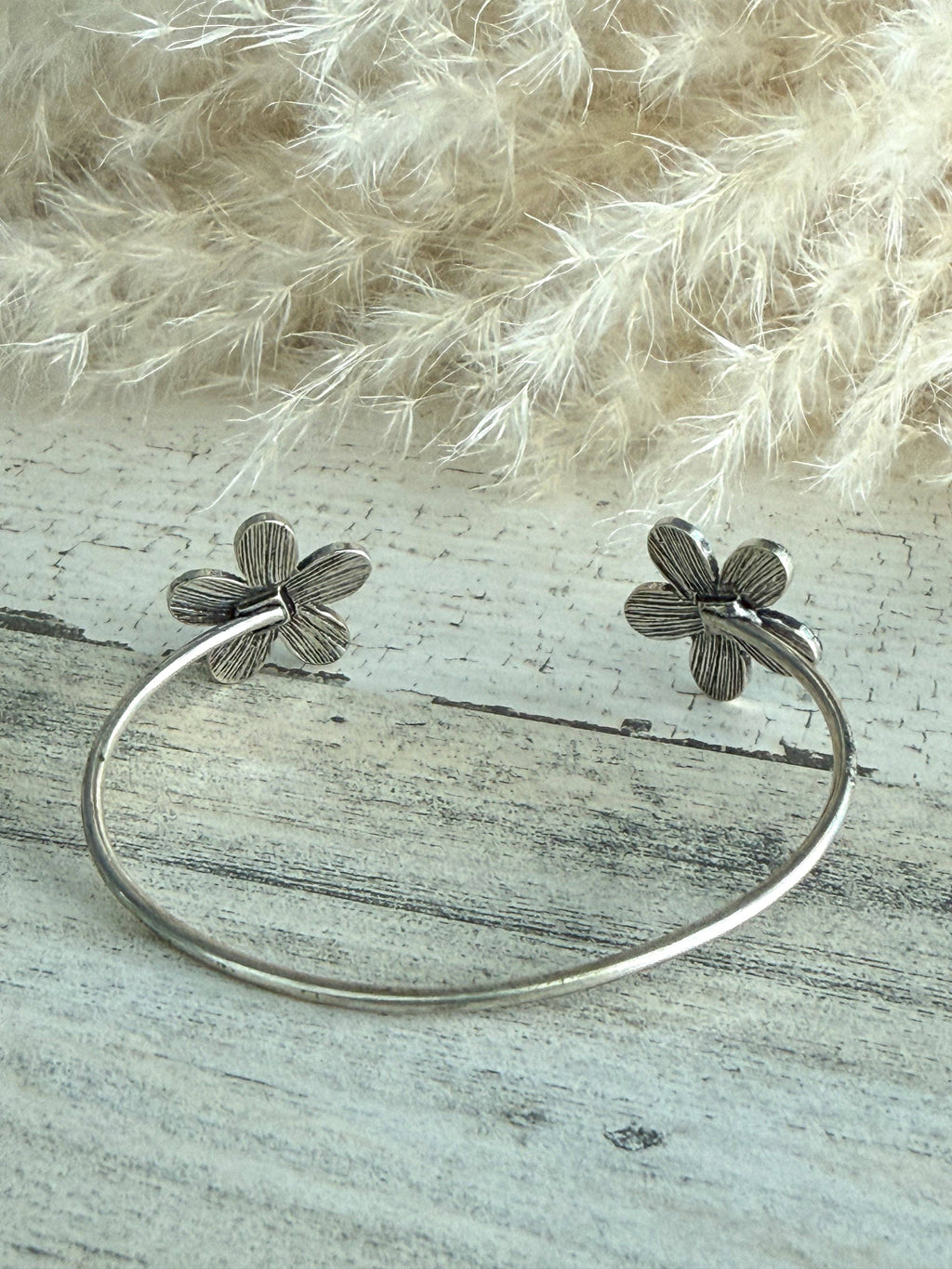 Turquoise Flower Reverse Cuff