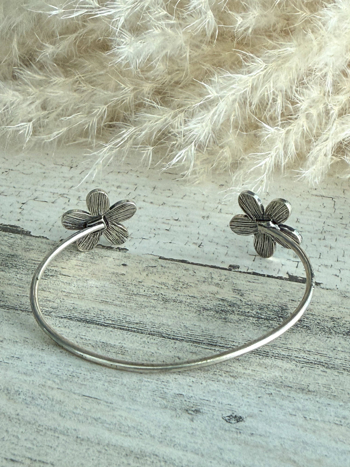 Turquoise Flower Reverse Cuff
