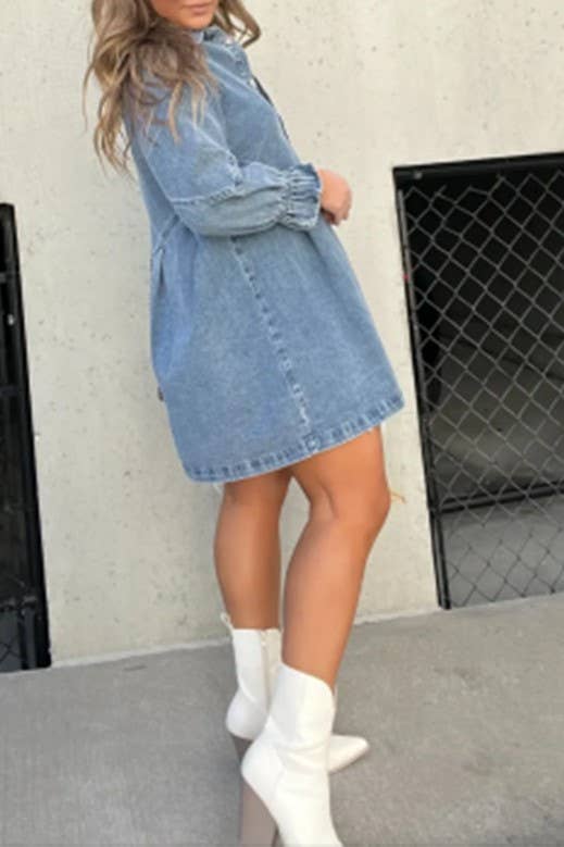 Vintage Wash Button Down Denim Dress
