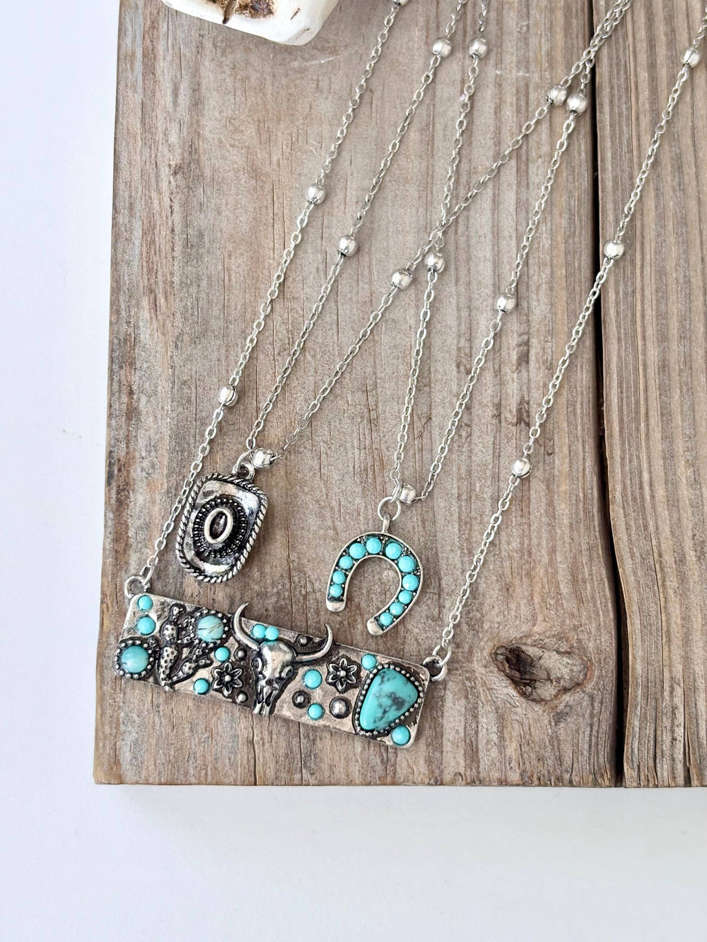3 Layer Turquoise Stone Hat/Shoe Pendant Set