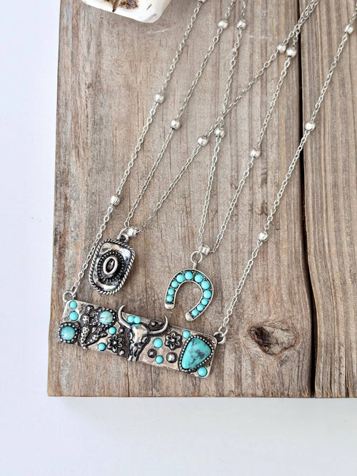 3 Layer Turquoise Stone Hat/Shoe Pendant Set