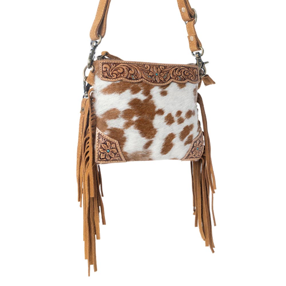 Myra Fringe Hand Tool Bag Tan&Whi