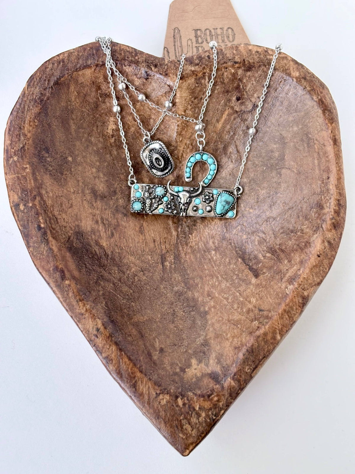 3 Layer Turquoise Stone Hat/Shoe Pendant Set