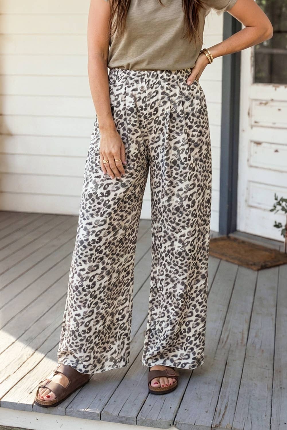 Leopard Wide Leg Loose Pants