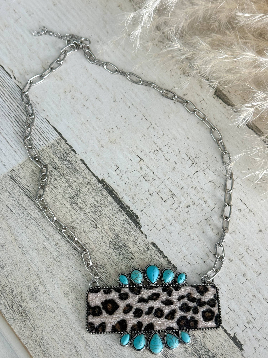 Turquoise & Leopard Necklace