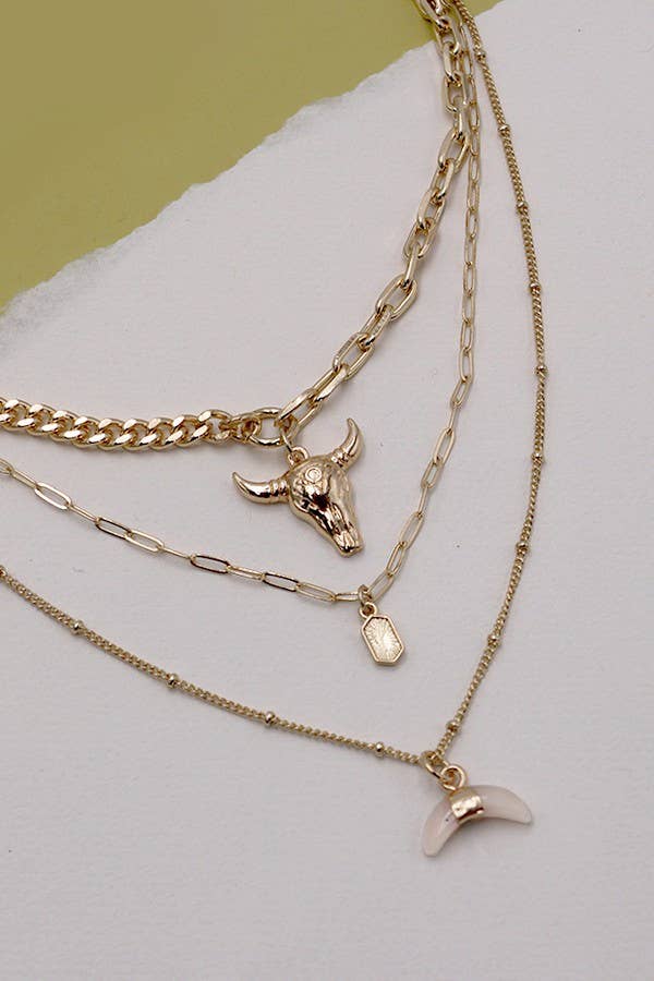 Bull Horn Stacked Necklace