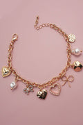Bow Heart Charm Bracelet