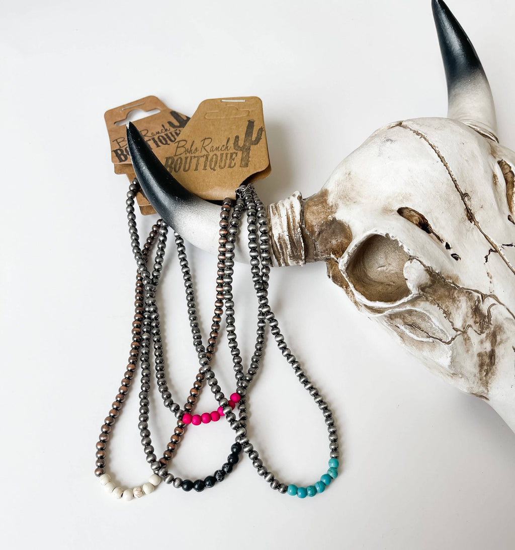 Navajo Bead Choker Necklace Mid Color