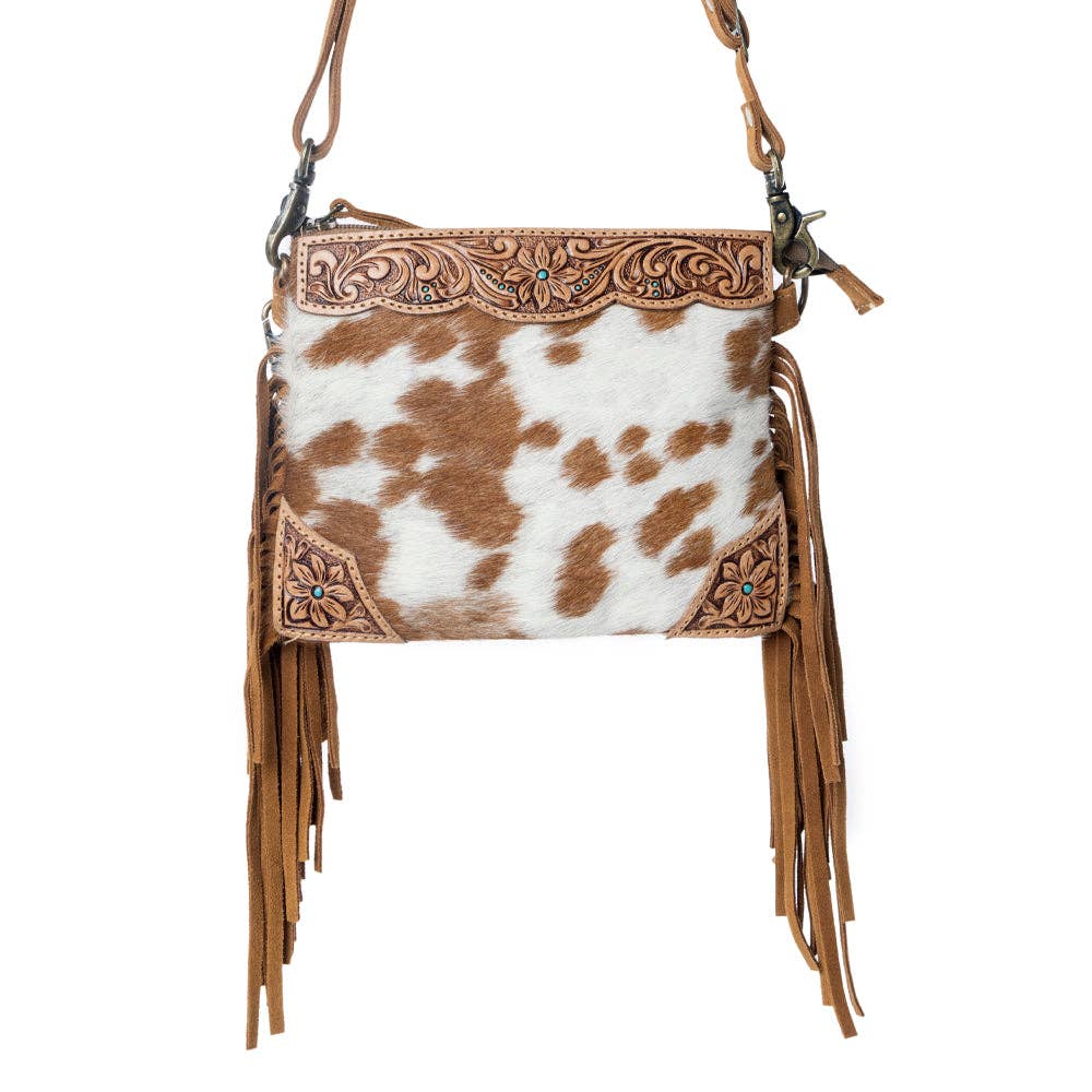 Myra Fringe Hand Tool Bag Tan&Whi