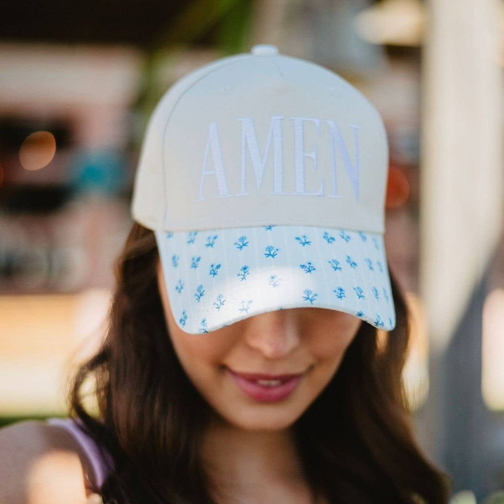 AMEN Trucker Hat Blue Floral