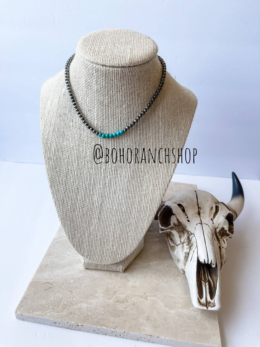 Navajo Bead Choker Necklace Mid Color