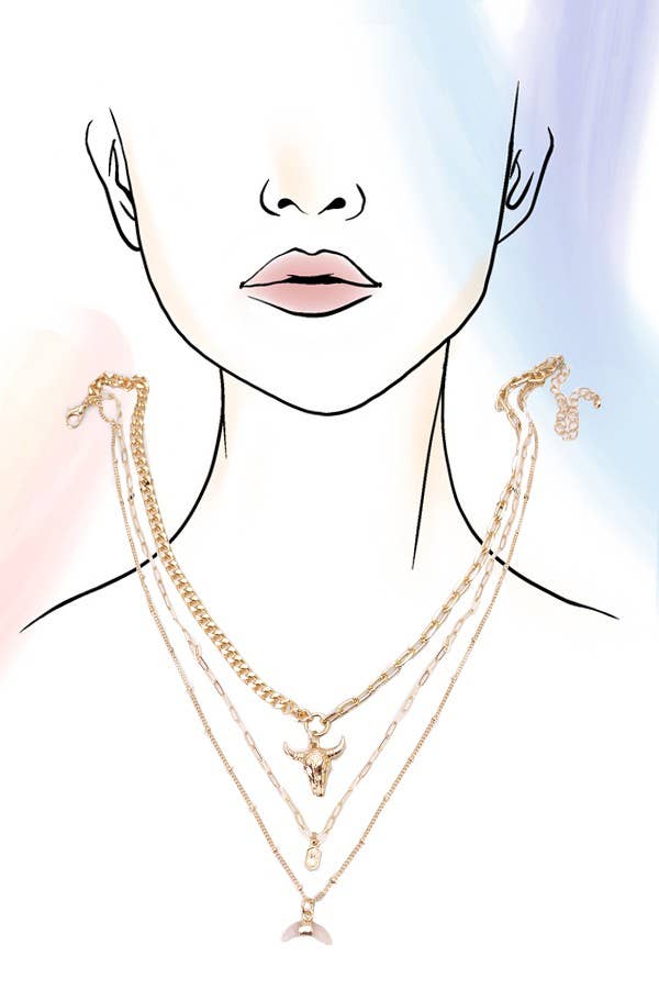 Bull Horn Stacked Necklace