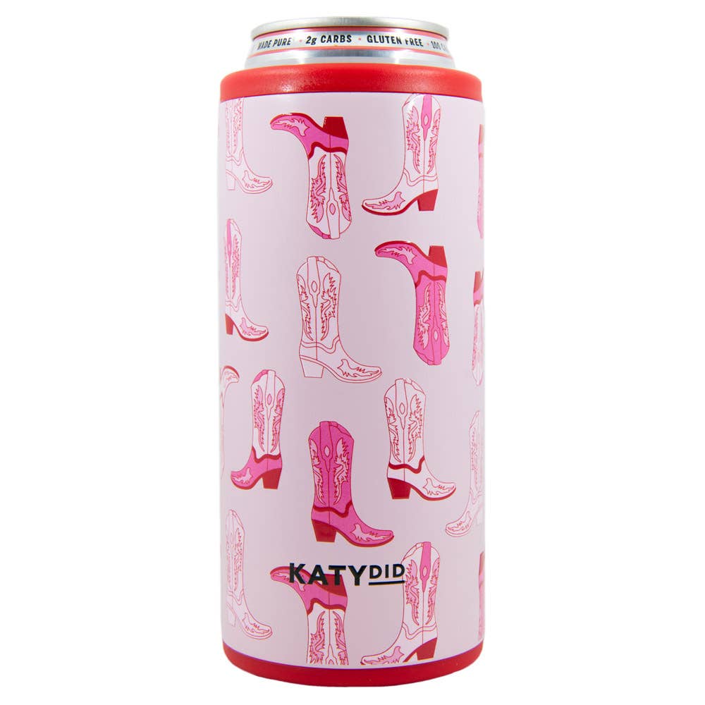 Light Pink Western Boots Skinny Can Koozie
