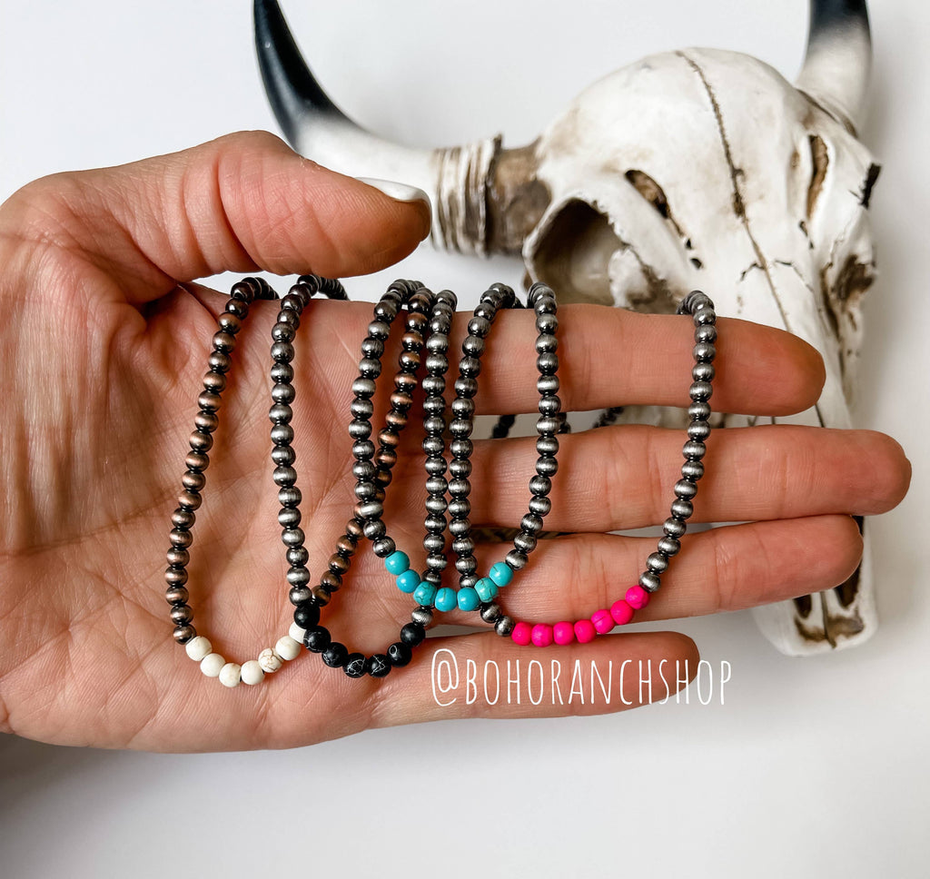Navajo Bead Choker Necklace Mid Color
