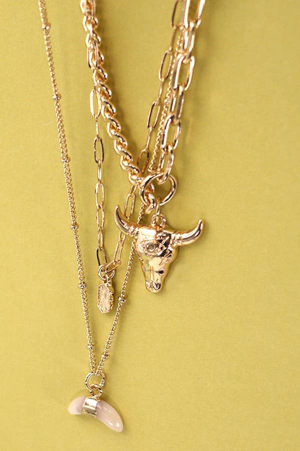 Bull Horn Stacked Necklace