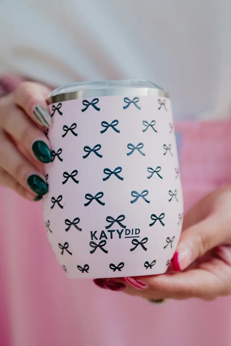 Black&Pink Bows Insulated Wine Tumbler