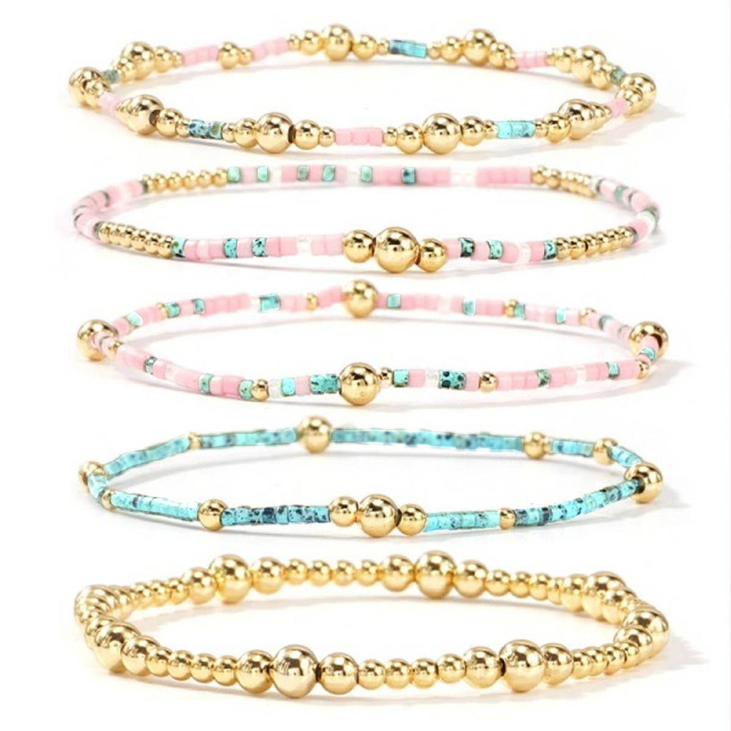 Layered Natural Stone Chain Bracelets