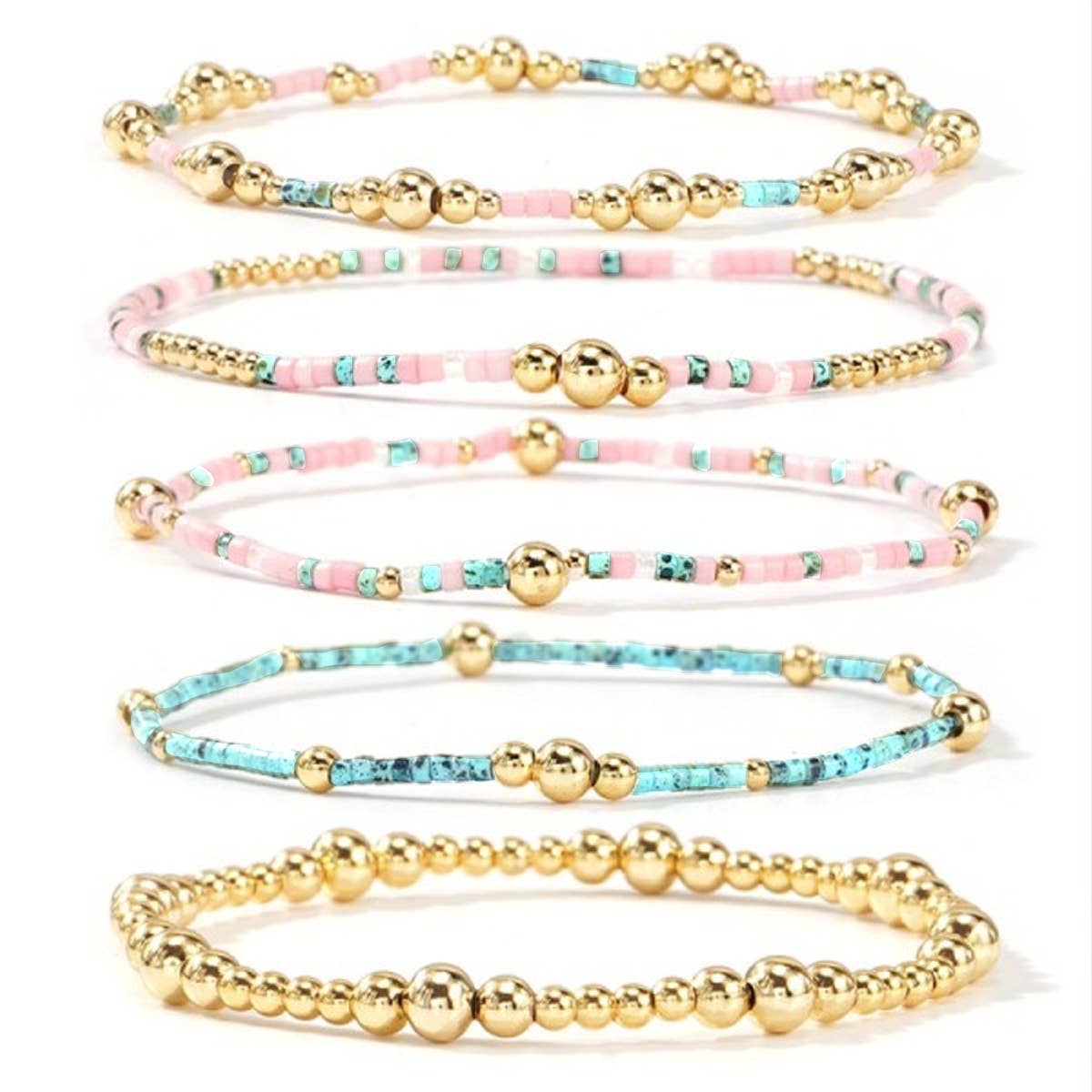 Layered Natural Stone Chain Bracelets