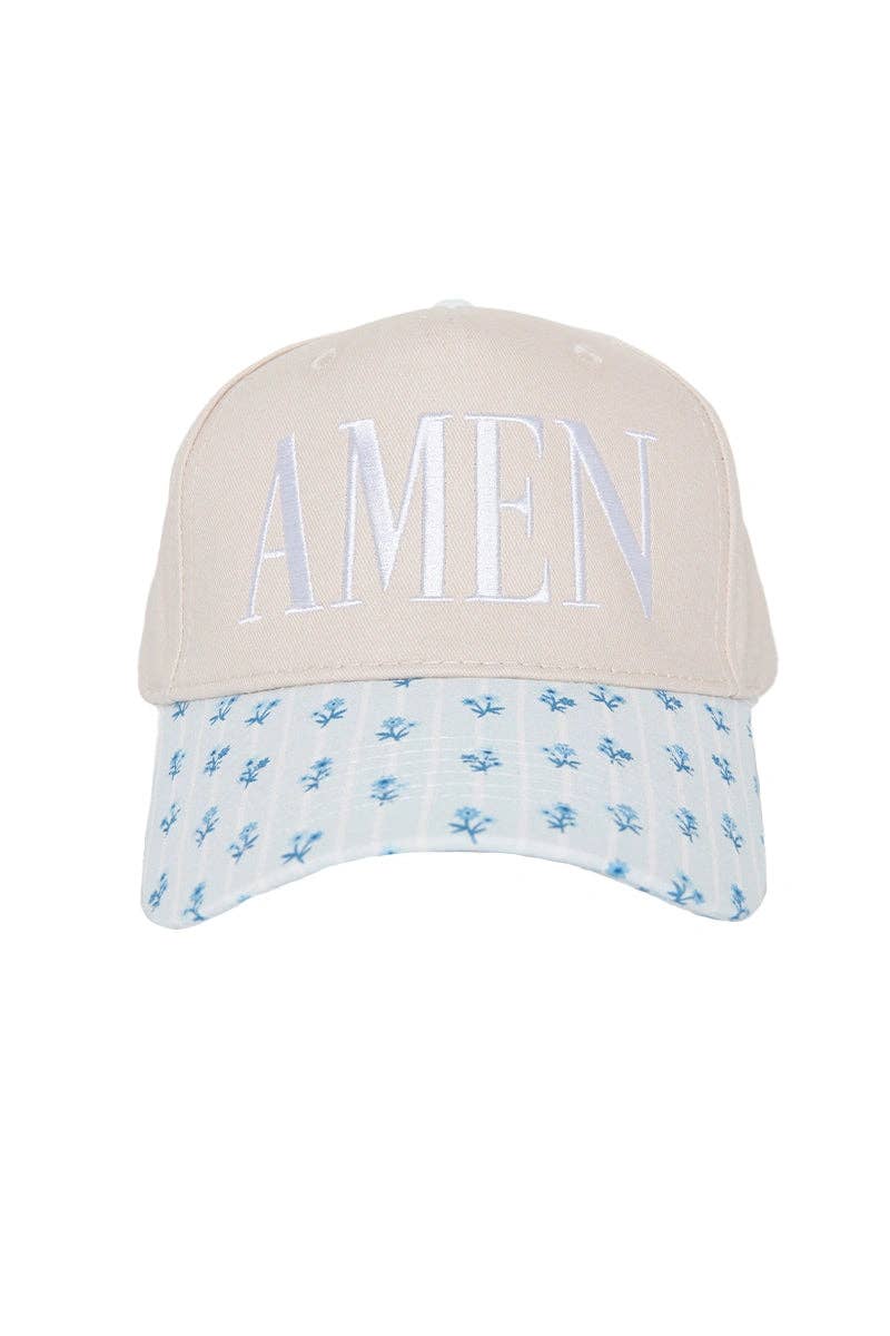 AMEN Trucker Hat Blue Floral
