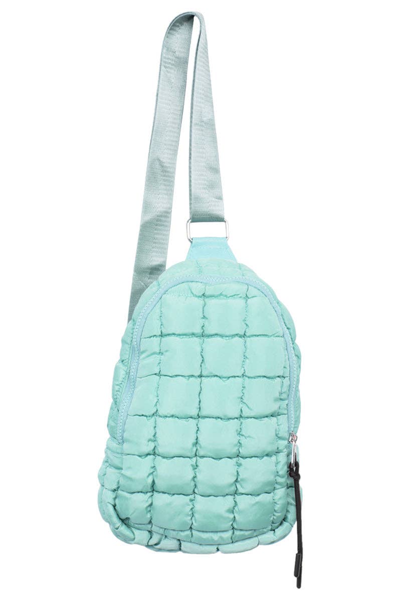 Mint Quilted Sling Crossbody Bag