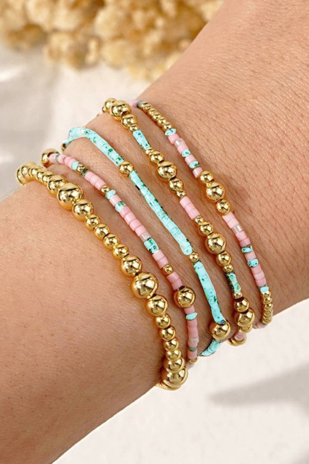 Layered Natural Stone Chain Bracelets