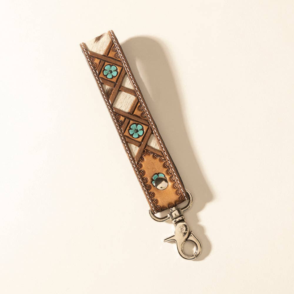 Myra Key Chain Turq. Flower