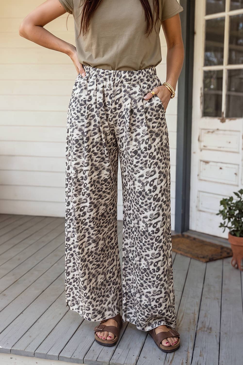 Leopard Wide Leg Loose Pants