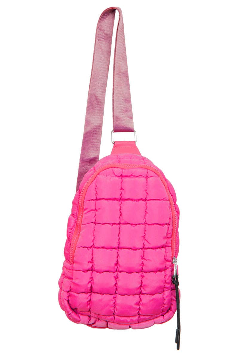 Hot Pink Quilted Sling Bag