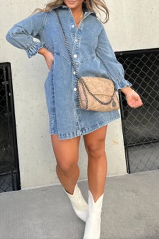 Vintage Wash Button Down Denim Dress