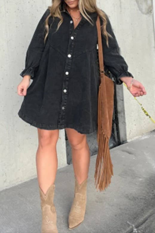 Vintage Wash Button Down Denim Dress