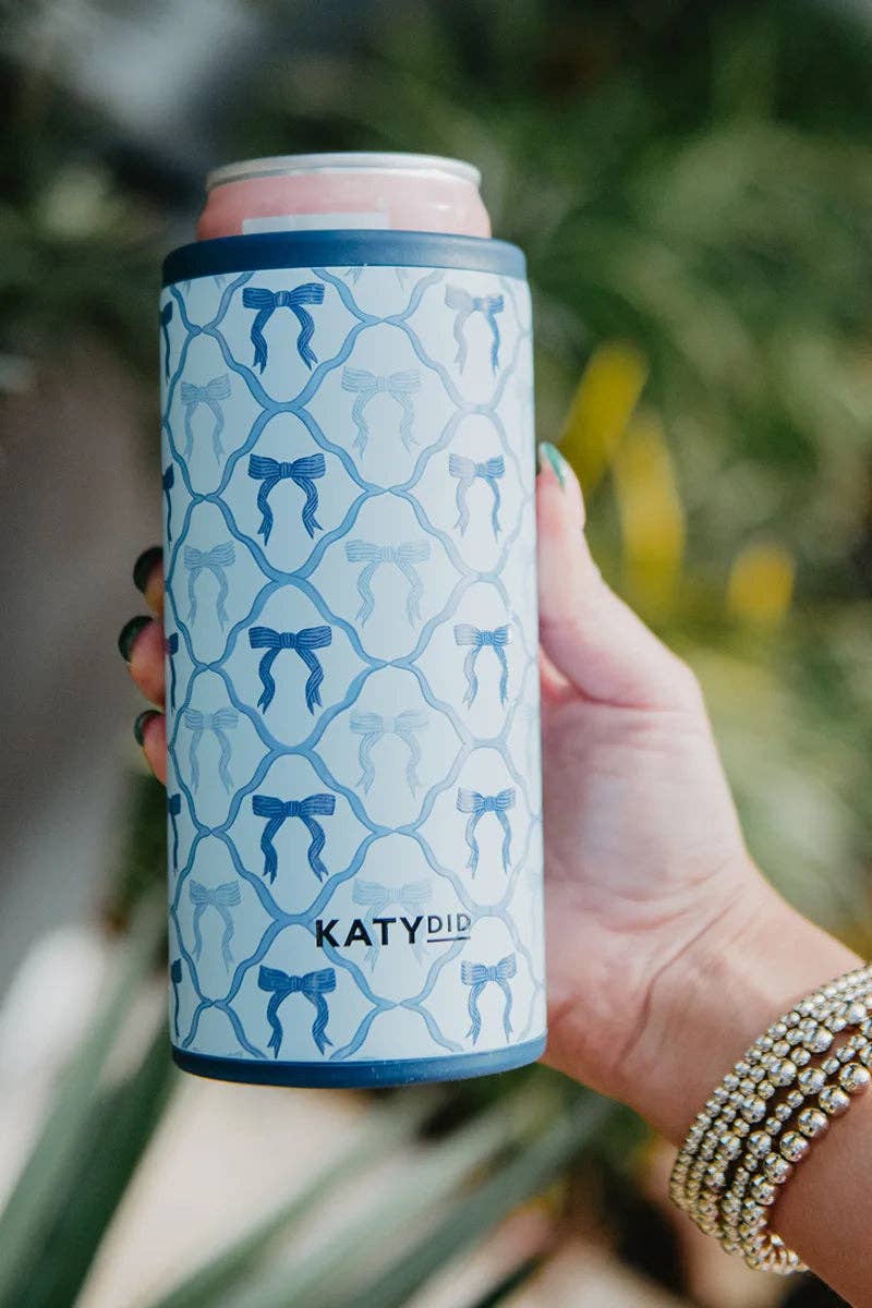 Blue Bows Slim Can Koozie