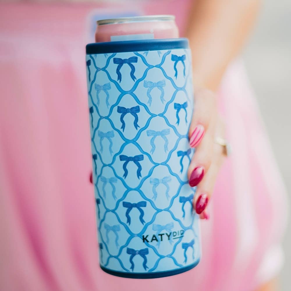 Blue Bows Slim Can Koozie
