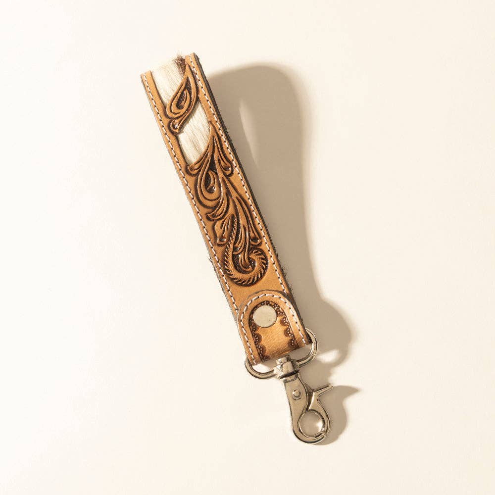 Myra Key Chain tan&whi